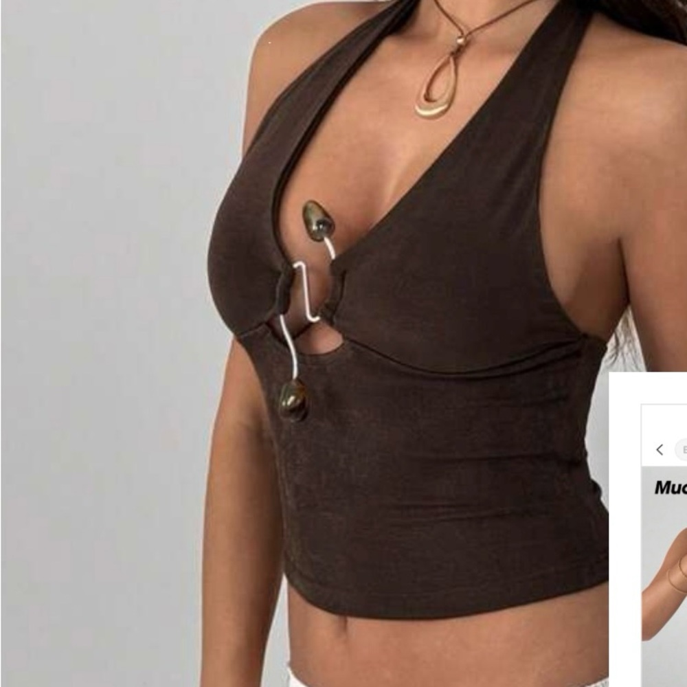 Brown Halter Neck Women's Top
